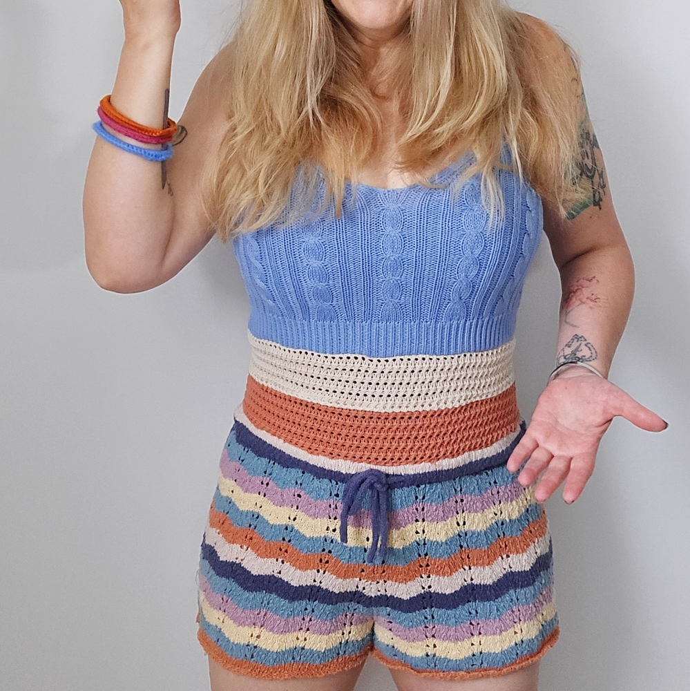 Refashioned Crocheted Romper (M/L)